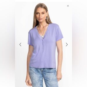 Johnny Was Calme MODAL JERSEY BUTTON NECK TEE Violet Large Sold Out Modal